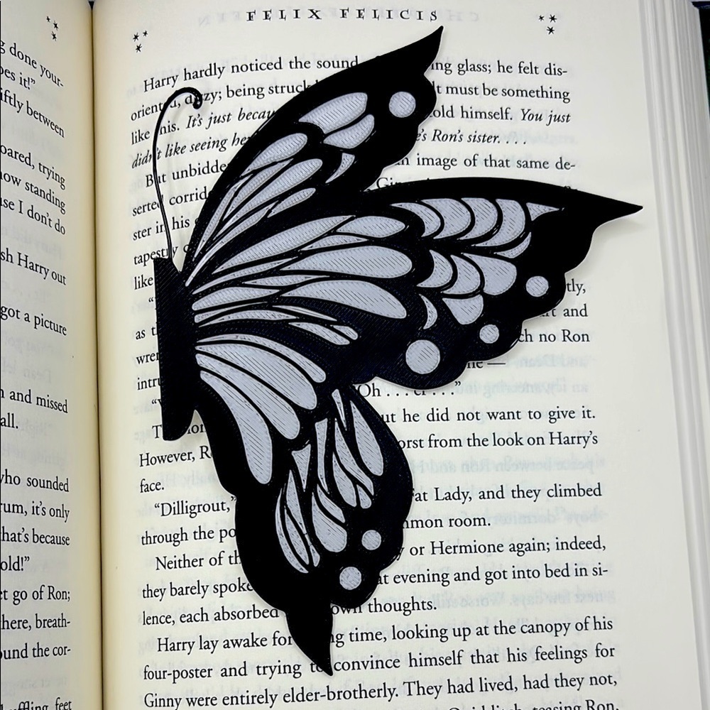 Black and Sliver 3D Printed Butterfly Bookmark
